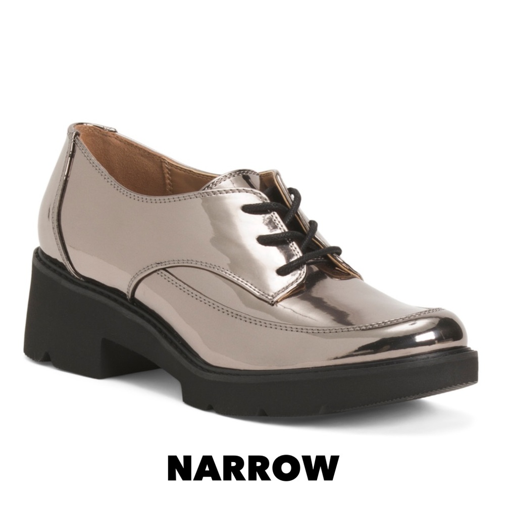 NIB mirror pewter Naturalizer Darry Oxfords 8.5N
